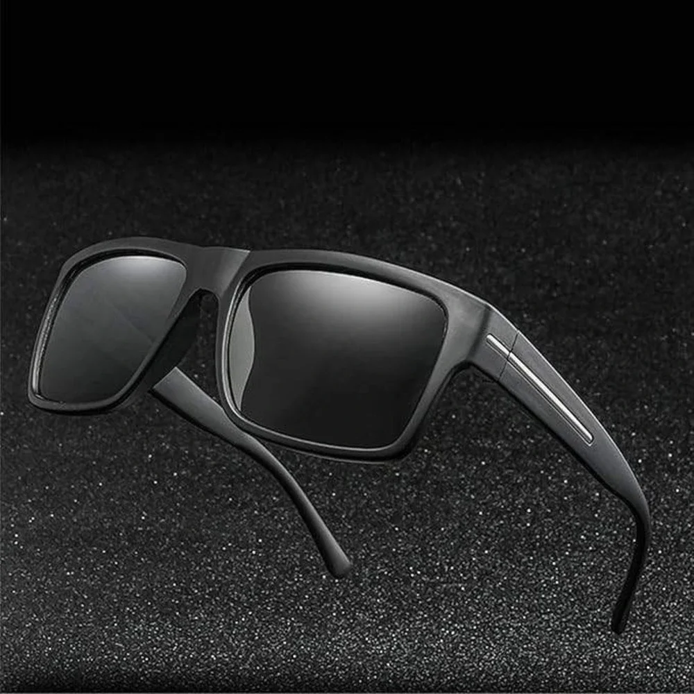 Sunglasses Men Polarized Black Lens Driving Retro Street Wear Outdoor Lentes New
